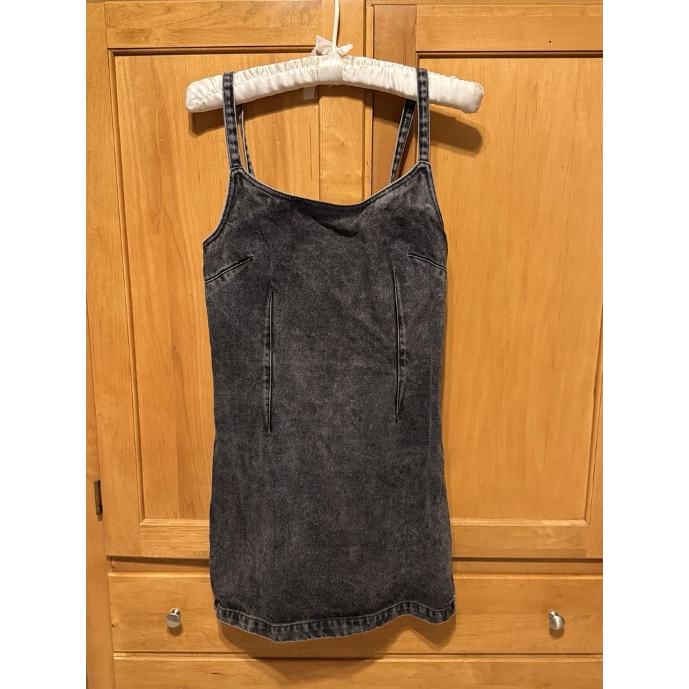 Denim Miss Selfridge Women's 90's Style Washed Faded Black Dress Sz 2 YTK